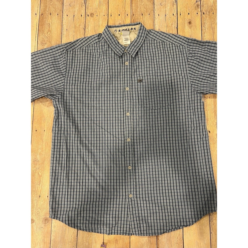 VTG The North Face A5 Series Blue Plaid Short Sleeve Button Down Shirt Men sz XL